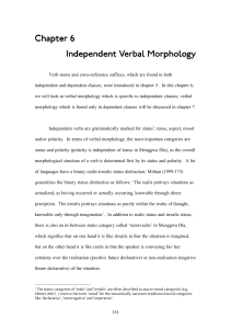 Chapter 6 Chapter 6 Independent Verbal Morphology Independent