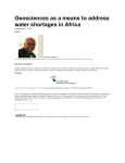 Geosciences as a means to address water shortages in Africa
