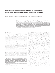 Fast-Fourier-domain delay line for in vivo optical coherence