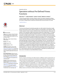 Speciation without Pre-Defined Fitness Functions