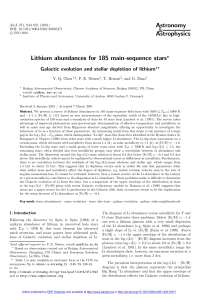 Lithium abundances for 185 main-sequence stars
