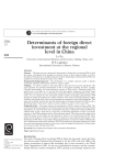 Determinants of FDI at the Regional Level in China