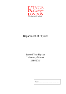 5CCP2000: 2nd Year Practical Physics 2014/2015