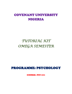 psy221 tutorial kit - Covenant University