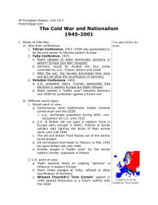 The Cold War and Nationalism 1945-2001