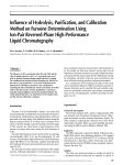 Influence of Hydrolysis, Purification, and Calibration Method on