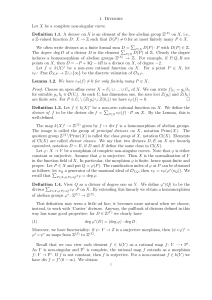 1. Divisors Let X be a complete non-singular curve. Definition 1.1. A