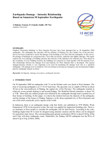 EARTHQUAKE DAMAGE – INTENSITY RELATIONSHIP