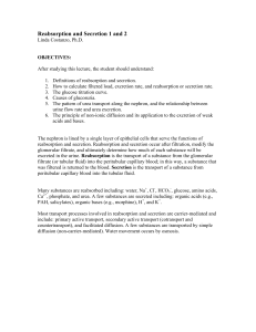 Reabsorption and Secretion 1 and 2 - Dr. Costanzo