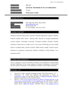 PBS 505 GENETIC METHODS IN PLANT BREEDING 2 Units Three