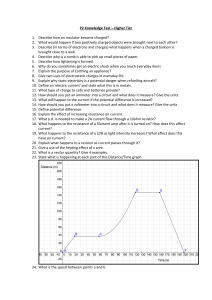 P2 Knowledge Test – Higher Tier 1. Describe how an insulator