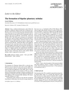 Letter to the Editor The formation of bipolar planetary nebulae