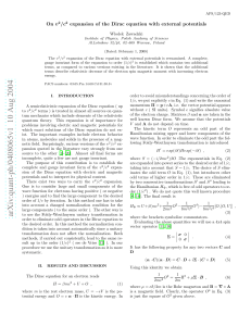 On v^ 2/c^ 2 expansion of the Dirac equation with external potentials