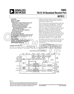 AD7013 CMOS TIA IS-54 Baseband Receive Port