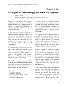 Acronyms in dermatology literature: an appraisal