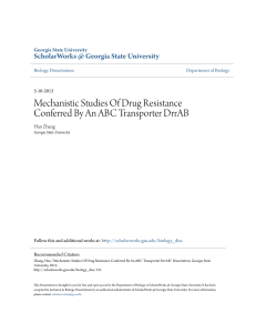 Mechanistic Studies Of Drug Resistance Conferred By An ABC