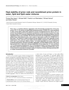 Heat stability of prion rods and recombinant prion protein in water