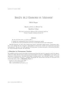 Bis2A 16.2 Errors in Meiosis