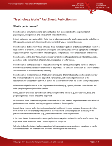 “Psychology Works” Fact Sheet: Perfectionism