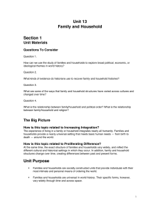 Unit 13 Family and Household Section 1 Unit Purpose