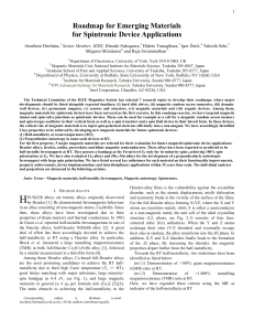 Roadmap for Emerging Materials for Spintronic Device Applications