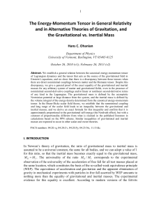 Gravitational and Inertial Mass in General Relativity