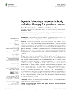 Dysuria following stereotactic body radiation