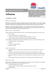 Influenza factsheet - UNSW Health Service