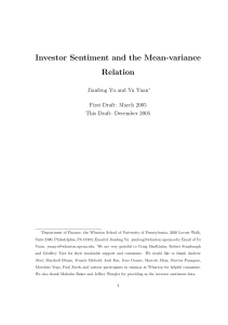 Investor Sentiment and the Mean-variance Relation