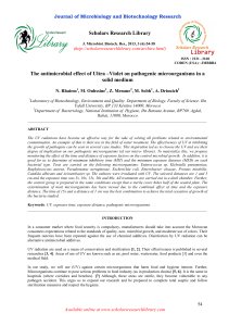 Scholars Research Library The antimicrobial effect of Ultra –Violet