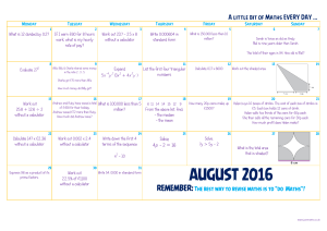 Monthly Maths -August
