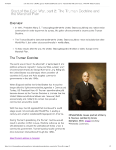 Start of the Cold War, part 2: The Truman Doctrine and the Marshall