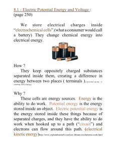 Electric Potential Energy and Voltage