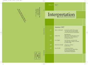 Summer 2007 - Interpretation: A Journal of Political Philosophy