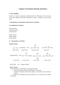 Chapter 10:Alcohols, Phenols and Ethers