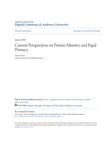 Current Perspectives on Petrine Ministry and Papal Primacy
