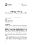 JINAN UNIVERSITY Fundamentals of Physics I (With Lab)