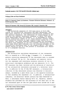 Nucleotide sequence of the Tn10 encoded tetracycline resistance