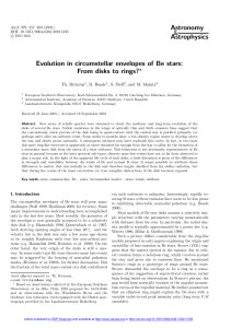 Evolution in circumstellar envelopes of Be stars: From disks to rings?