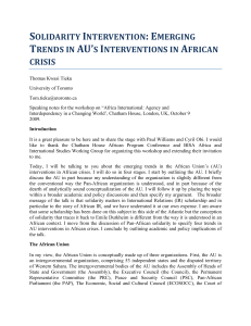 SOLIDARITY INTERVENTION: EMERGING TRENDS IN AU`S
