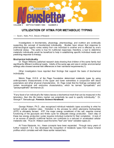 Utilization of HTMA for Metabolic Typing