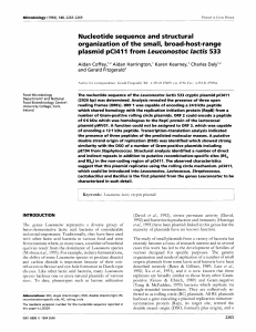 Nucleotide sequence and structural organization of