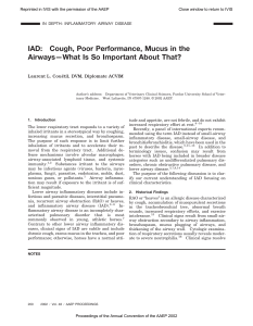 IAD: Cough, Poor Performance, Mucus in the Airways--What Is