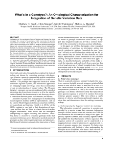 What`s in a Genotype? - CEUR Workshop Proceedings