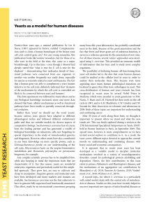 Yeasts as a model for human diseases