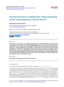 Interpretivism in Aiding Our Understanding of the Contemporary