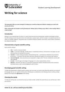 Writing for science - University of Leicester