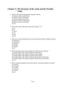 Chapter 2: The Structure of the Atom and the Periodic