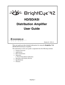 HD/SD/ASI Distribution Amplifier User Guide