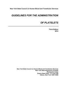 Guidelines for the Administration of Platelets